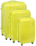 American Tourister Prismo Hardside Suitcase Set of 3 Neon Green 41001, 41002, 41003 with FREE Samsonite Luggage Scale 34042