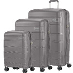 American Tourister Light Max Hardside Suitcase Set of 3 Mercury Grey 48198, 48199, 48200 with FREE Digital Luggage Scale 12775