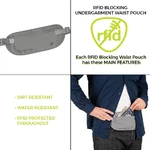 Travelon RFID Blocking Undergarment Waist Pouch Gray 12997 - 2