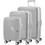 American Tourister Curio Book Opening Hardside Suitcase Set of 3 Cool Grey 53568, 53569, 53570 with FREE Digital Luggage Scale 12775