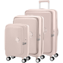 American Tourister Curio Book Opening Hardside Suitcase Set of 3 Dusty Pink 53568, 53569, 53570 with FREE Digital Luggage Scale 12775