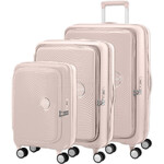 American Tourister Curio Book Opening Hardside Suitcase Set of 3 Dusty Pink 53568, 53569, 53570 with FREE Digital Luggage Scale 12775