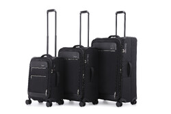 Qantas Melbourne Softside Suitcase Set of 3 Black QF24S, QF24M, QF24L with FREE Digital Luggage Scale 12775