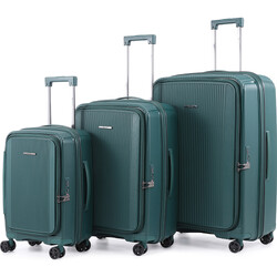 Qantas Mascot Hardside Suitcase Set of 3 Green QF32S, QF32M, QF32L with Free Digital Luggage Scale 12775