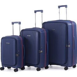 Qantas Mascot Hardside Suitcase Set of 3 Blue QF32S, QF32M, QF32L with Free Digital Luggage Scale 12775