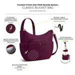 Travelon Classic Anti-Theft Bucket Crossbody Bag Burgundy 42757 - 8