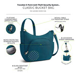 Travelon Classic Anti-Theft Bucket Crossbody Bag Teal 42757 - 8