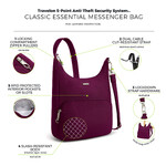 Travelon Classic Anti-Theft Essential Messenger Bag Burgundy 42457 - 8