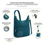 Travelon Classic Anti-Theft Essential Messenger Bag Teal 42457 - 8