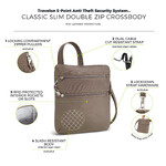 Travelon Classic Anti-Theft Slim Double Zip Crossbody Bag Hazelnut 43116 - 8