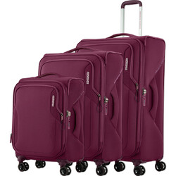 American Tourister Applite 5 Softside Suitcase Set of 3 Burgundy 53197, 53198, 53199 with FREE Digital Luggage Scale 12775