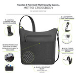 Travelon Metro Anti-Theft Crossbody Bag Gray Heather 43414 - 6