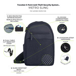 Travelon Metro Anti-Theft Tablet Sling Bag Navy Heather 43413 - 8
