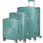 American Tourister Soundbox ALU Hardside Suitcase Set of 3 Dusty Turquoise 55707, 55710, 55711 with FREE Digital Luggage Scale 12775