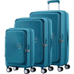 American Tourister Curio Book Opening Hardside Suitcase Set of 3 Deep Ocean 53568, 53569, 53570 with FREE Digital Luggage Scale 12775