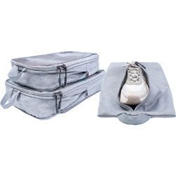 Travelon Travel Accessories Set of 2 Compression Cubes and Shoe Bag Heather Gray 43744 – ORDER NOW FOR DELIVERY IN JANUARY 2027