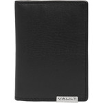 Vault Men's Metal Tab RFID Blocking Slimline Leather Cardholder Black M2013