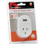 Samsonite Travel Accessories Adaptor Plug USB Australia to India White 86343 - 1