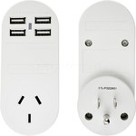 Samsonite Travel Accessories Adaptor Plug USB x 4 Australia to USA White 86345