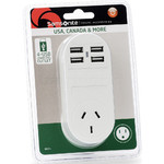 Samsonite Travel Accessories Adaptor Plug USB x 4 Australia to USA White 86345 - 1