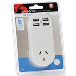 Samsonite Travel Accessories Adaptor Plug USB x 4 Australia to UK & HK White 86347 - 1