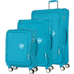 American Tourister Curio SS Softside Suitcase Set of 3 Turquoise 22702, 22701, 22700 with FREE Samsonite Luggage Scale 34042	