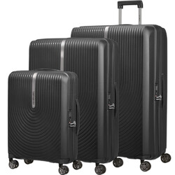 Samsonite Hi-Fi Hardside Suitcase Set of 3 Black 32800, 32802, 32803 with FREE Memory Foam Pillow 21244