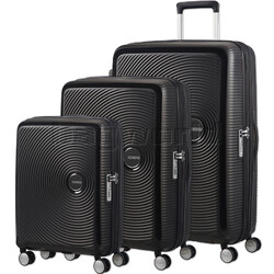 American Tourister Curio 2 Hardside Suitcase Set of 3 Black 45138, 45139, 45140 with FREE Digital Luggage Scale 12775