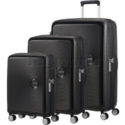 American Tourister Curio 2 Hardside Suitcase Set of 3 Black 45138, 45139, 45140 with FREE Memory Foam Pillow 21244