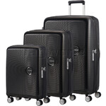 American Tourister Curio 2 Hardside Suitcase Set of 3 Black 45138, 45139, 45140 with FREE Digital Luggage Scale 12775