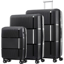 Samsonite Interlace Hardside Suitcase Set of 3 Black 45813, 45815, 15816 with FREE Memory Foam Pillow 21244 