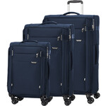 Samsonite City Rhythm Softside Suitcase Set of 3 Navy 36824, 36825, 36826 with FREE Worldwide USB Charging Adaptor 86350