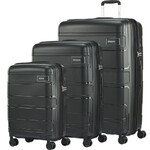 American Tourister Light Max Hardside Suitcase Set of 3 Black 48198, 48199, 48200 with FREE Memory Foam Pillow 21244