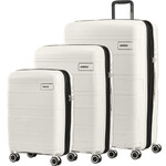 American Tourister Light Max Hardside Suitcase Set of 3 Off White 48198, 48199, 48200 with FREE Memory Foam Pillow 21244
