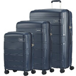 American Tourister Light Max Hardside Suitcase Set of 3 Navy 48198, 48199, 48200 with FREE Memory Foam Pillow 21244