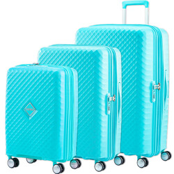 American Tourister Squasem Hardside Suitcase Set of 3 Aqua Blue 45745, 45746, 45747 with FREE Memory Foam Pillow 21244