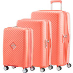 American Tourister Squasem Hardside Suitcase Set of 3 Bright Coral 45745, 45746, 45747 with FREE Memory Foam Pillow 21244