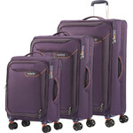 American Tourister Applite 4 Eco Softside Suitcase Set of 3 Purple 45822, 45823, 45824 with FREE Memory Foam Pillow 21244