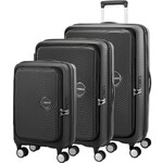 American Tourister Curio Book Opening Hardside Suitcase Set of 3 Black 48232, 48233, 48234 with FREE Memory Foam Pillow 21244