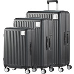 American Tourister Lockation Hardside Suitcase Set of 3 Black 45738, 45739, 45741 with FREE Memory Foam Pillow 21244