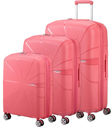 American Tourister Starvibe Hardside Suitcase Set of 3 Sun Kissed Coral 46370, 46371, 46372 with FREE Memory Foam Pillow 21244