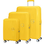 American Tourister Curio 2 Hardside Suitcase Set of 3 Golden Yellow 45138, 45139, 45140 with FREE Memory Foam Pillow 21244