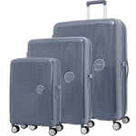 American Tourister Curio 2 Hardside Suitcase Set of 3 Stone Blue 45138, 45139, 45140 with FREE Memory Foam Pillow 21244