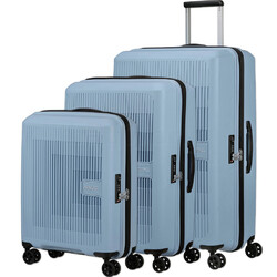American Tourister Aerostep Hardside Suitcase Set of 3 Soho Grey 46819, 46820, 46821 with FREE Memory Foam Pillow 21244  