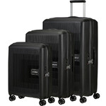 American Tourister Aerostep Hardside Suitcase Set of 3 Black 46819, 46820, 46821 with FREE Memory Foam Pillow 21244