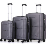 Qantas Byron Hardside Suitcase Set of 3 Charcoal 2200S, 2200M, 2200L with FREE Memory Foam Pillow 21244