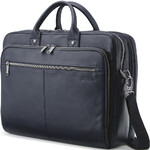 Samsonite Classic Leather 15.6" Laptop & Tablet Toploader Briefcase Navy 26039