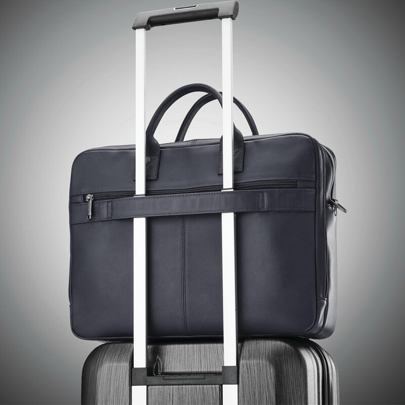Bagworld Australia Shop Viewing Samsonite Classic Leather 15.6 Laptop Tablet Toploader Briefcase Navy 26039